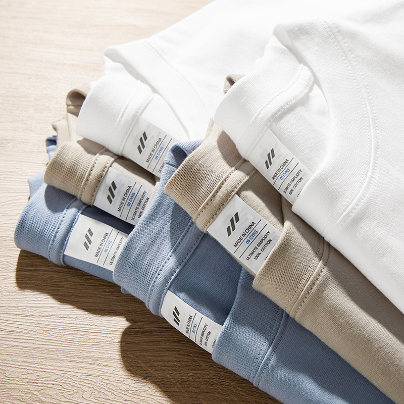 230グラム秋新疆精櫛棉重ポンド丸首純色長袖男tシャツゆるいシャツ代発|undefined