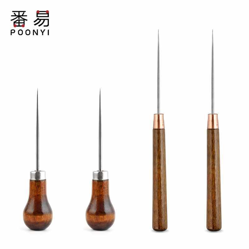 6E3X木柄锥子/打孔锥上鞋手工老式葫芦形针锥修鞋皮革打孔裁缝DIY