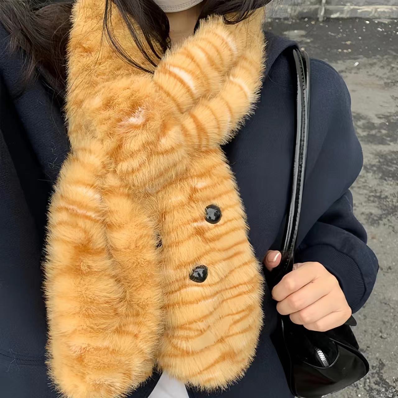 Sombrero de orejas de tigre grueso, bufandas de otoño y invierno a prueba de frío y caliente, gorra de rayos, protección de cuello de dos piezas.