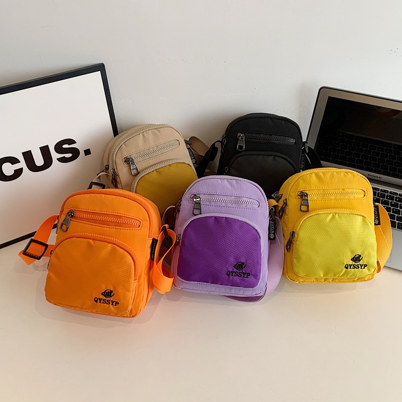 跨境超火帆布手机包2026新款耐用撞色尼龙斜跨包韩系亚马逊女包包