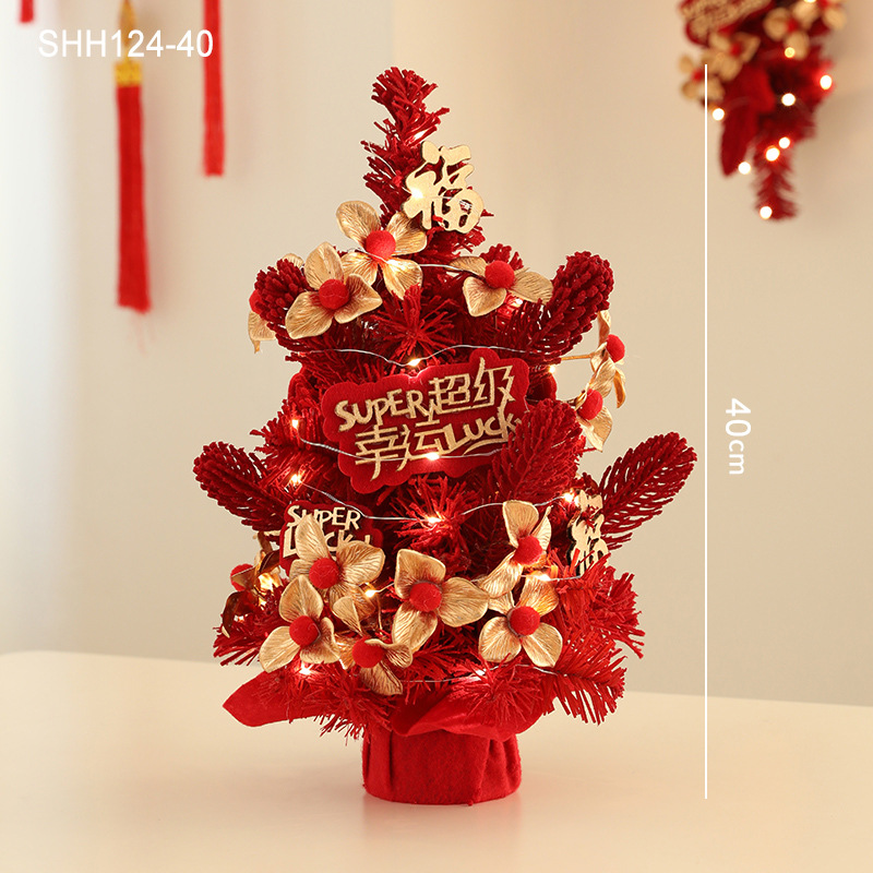 De alta gama de simulación rojo fortuna árbol Año Nuevo Festival celebración cubo decoración del hogar Accesorios decoración flor traje año Flor al por mayor