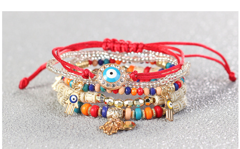 38g Weight Bracelets Classification 1 Set Quantity Holiday, Street Occasion Ethnic Style Bohemian Devil's Eye Heart Shape Glass Glass Women's Bracelets