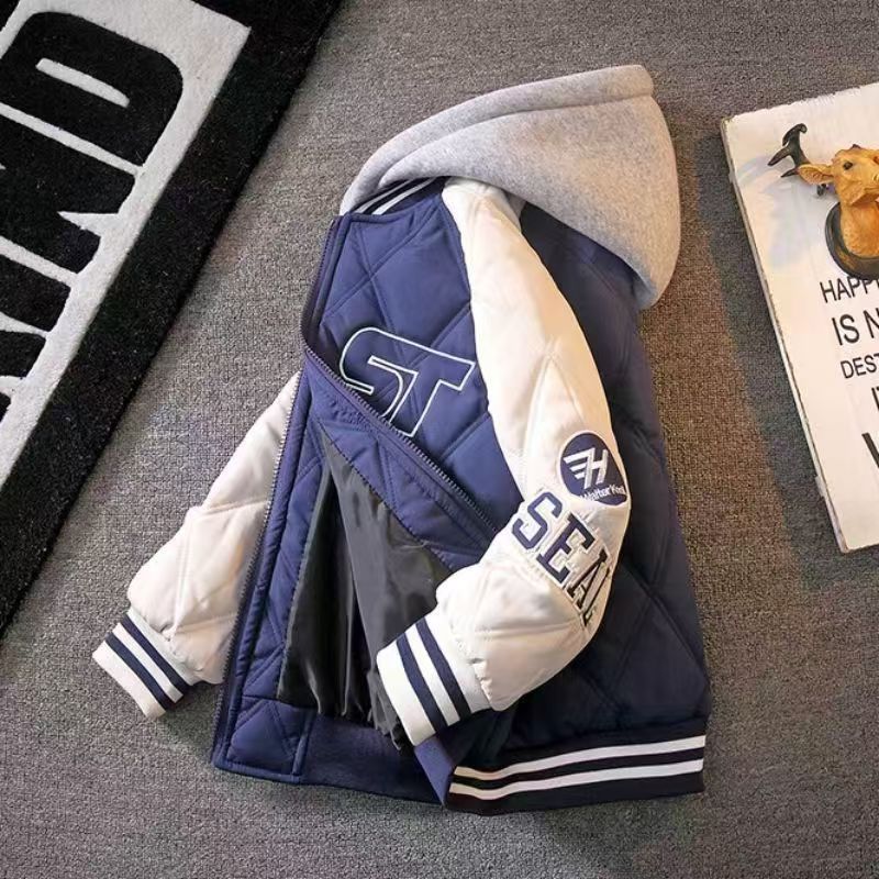 男童夹棉外套秋冬款加厚棒球服棉衣冬季薄棉儿童棉服二棉2024新款