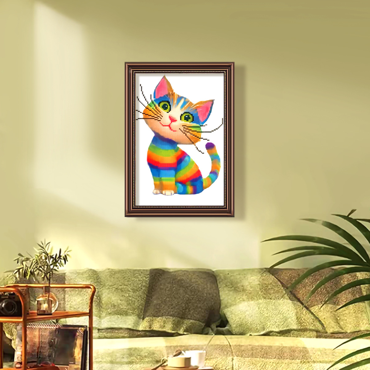 Modelo transfronterizo Mona Lisa real punto de cruz estampado de gato de color punto de cruz suministro directo de fábrica amigable para principiantes image 1