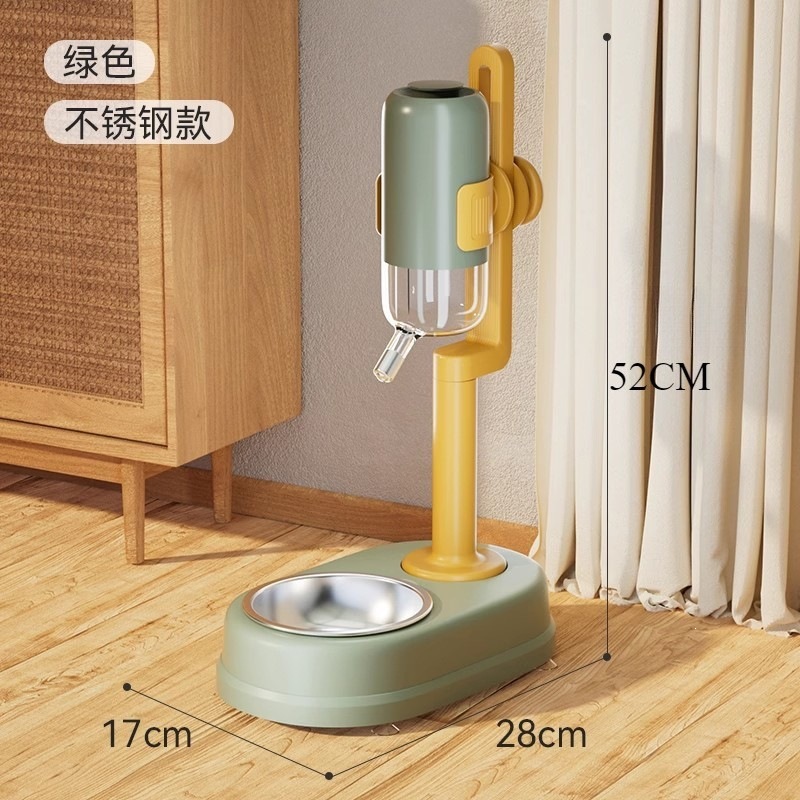 Alimentar de agua vertical para mascotas colgando jaula de suelo de doble propósito para gatos y perros con altura ajustable de cerámica de acero inoxidable