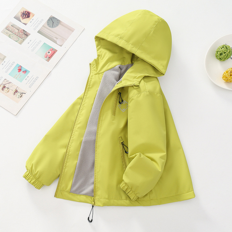 Boys' Autumn Fleece Jacket New Children's Fashion Windbreaker Spring and Autumn Jacket Big Kids Autumn and Winter Windproof Top