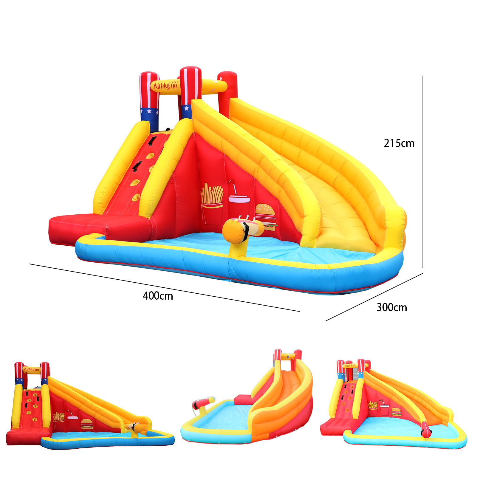 AMF | Castillo inflable pequeño para uso doméstico, tobogán infantil, tobogán acuático, trampolín inflable, pequeño castillo inflable para uso doméstico