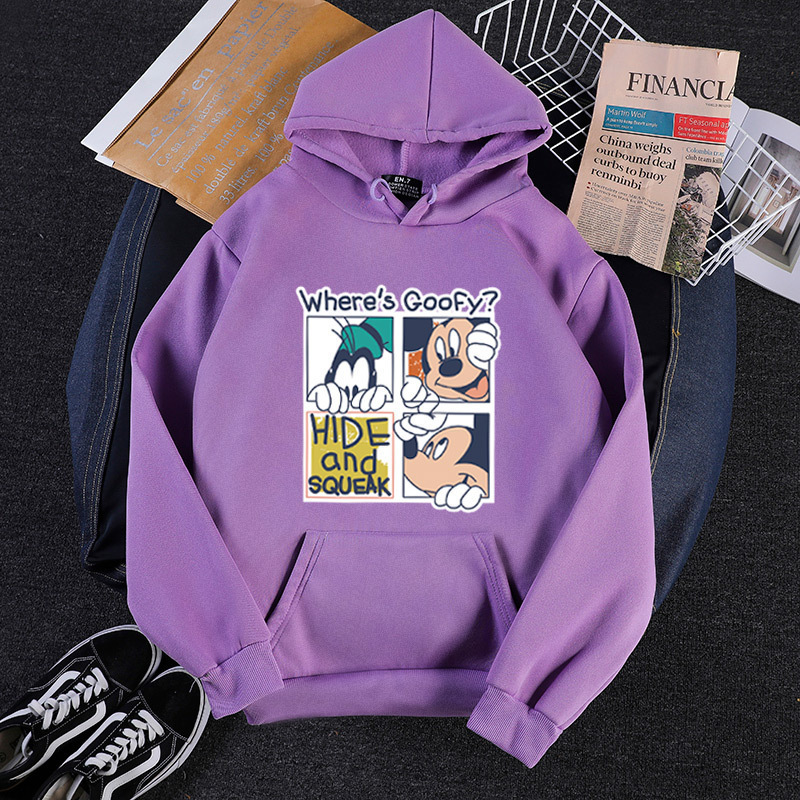 2021 Fashion New Hong Kong Style Joint Cartoon Donald Duck Mickey Couple Sweatshirt Female Minnie Daisy Vintage bf Style