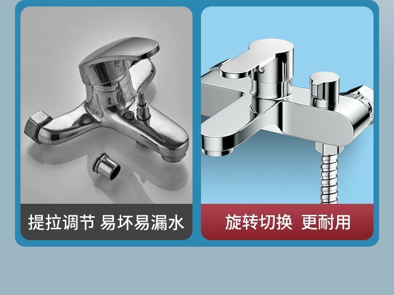 All-copper shower faucet, mixing valve, bathtub shower, rain shower head set, bathroom three-in-one cold and hot water faucet, cross-border Item Picture