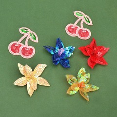 3D wire handmade beaded sparkly colored flowers cherry fabric patch fashion headband shoe flower bag accessory