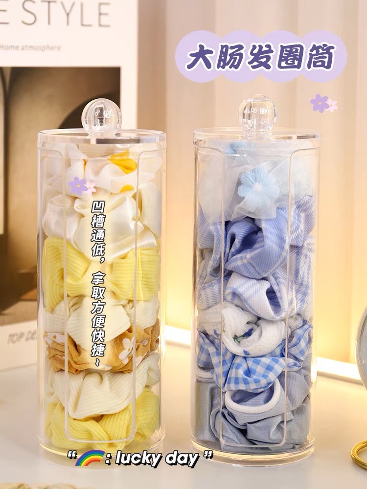 透明化妆棉收纳盒圆形带盖亚克力防尘储物盒梳妆桌面收纳厂家直销