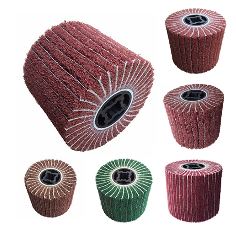 夹砂百洁布拉丝轮不锈钢拉丝轮十字孔夹砂轮纤维研磨不织布抛光轮