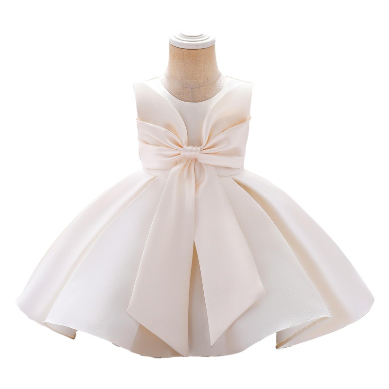 Vestido de un año de la nueva niña Vestido de princesa vestido de sarga de satén grueso arco infantil Semana de captura