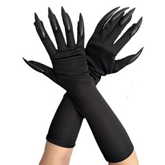 Halloween claw gloves with black sequin nails, holloween cosplay prop suit long nail gloves
