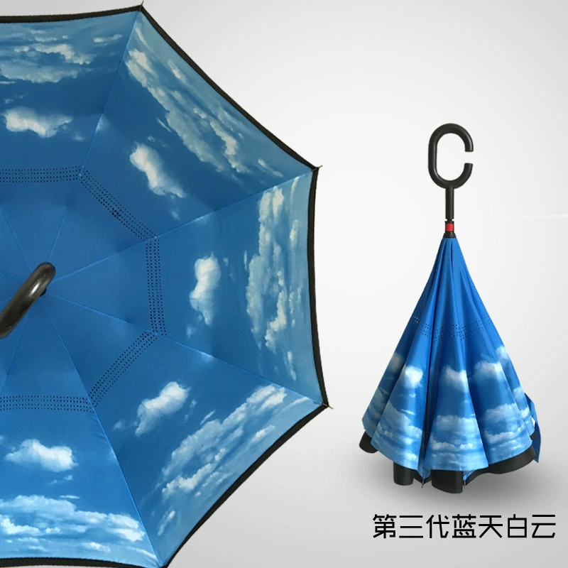 Производитель оптовая двойная слоистая автоматическая обратная зонт стоячий зонт типа C не промокающий разворот зонт солнечный или дождливый зонт рекламный зонт анти-UV