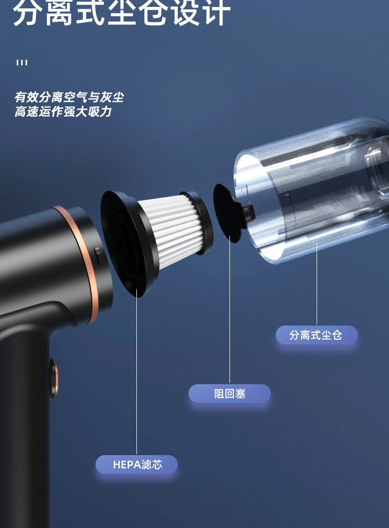 Car Vacuum Cleaner, Wireless Portable Mini Vacuum Cleaner, Multi-Functional Blowing, Suction, and Extraction All-In-One Machine, High Power and Long Battery Life