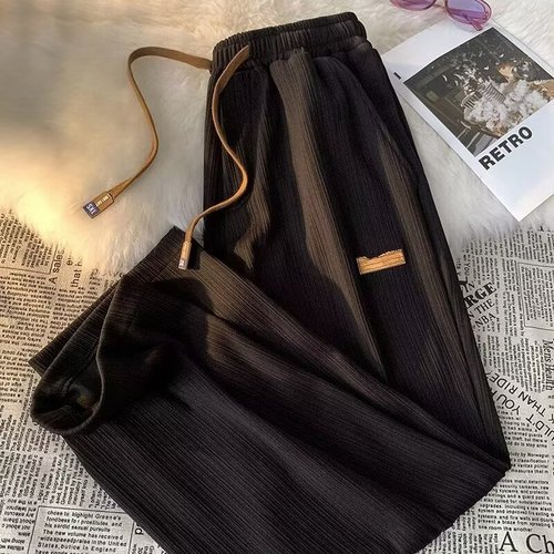 Men's Summer Thin Ice Silk Pants, Air Conditioning Leisure Pants, Loose Quick-Drying Cool Sensation Sports Ankle Pants