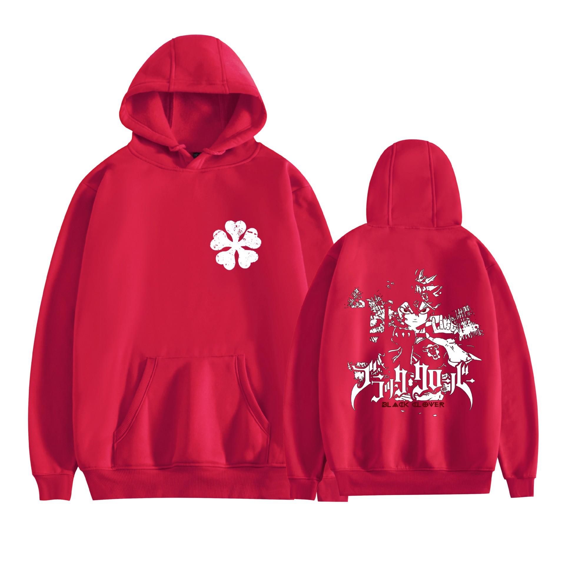 Trébol de cuatro hojas negro nuevo transfronterizo Black Clover animación periféricos hombres y mujeres suéter con capucha suelto casual
