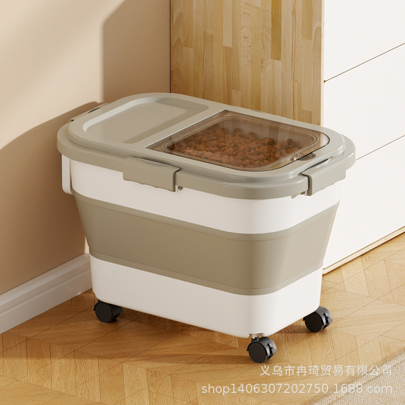 2026 barril de arroz transfronterizo casero sellado barril de almacenamiento de grano plegable alimento para gatos alimento para perros tanque de arroz caja de almacenamiento de harina image 5