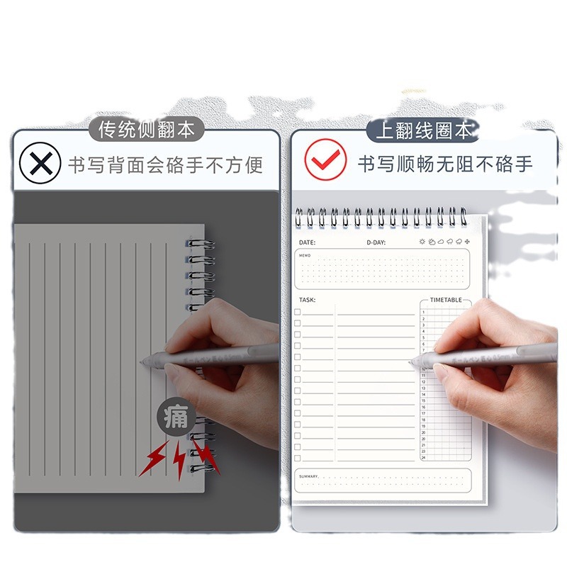 Programa diario libro gestión del tiempo cuaderno trabajo y estudio autodisciplina Reloj-En cuaderno diario Bloc de notas