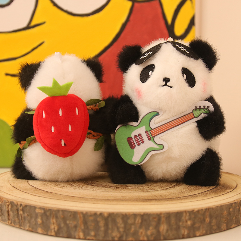 Linda muñeca panda pequeña muñeca de peluche colgante llavero mochila joyería muñeca de juguete regalo de cumpleaños al por mayor