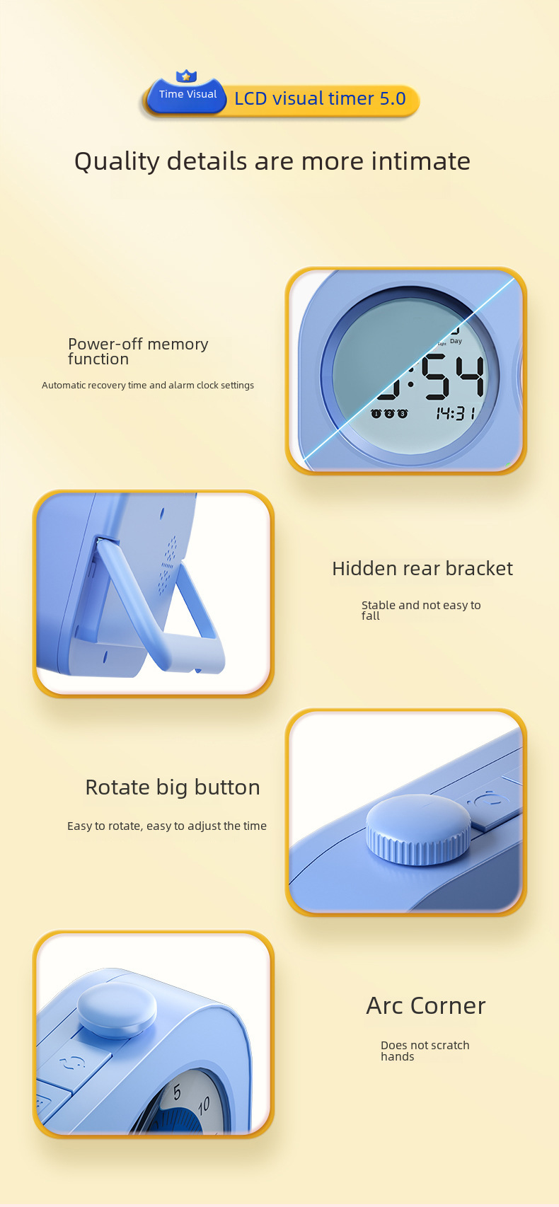 Cat Prince Visual Timer for Children Learning Special Self-discipline Timing Office Time Manager Alarm Clock