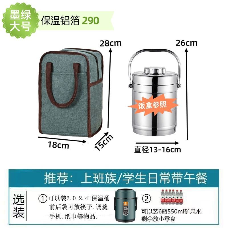 Bolsa de almuerzo, bolsa de aislamiento térmico, bolsa de mano cilíndrica redonda para trabajar con aluminio de almuerzo grueso, bolsa de comidas instantáneas grande y de alto valor.