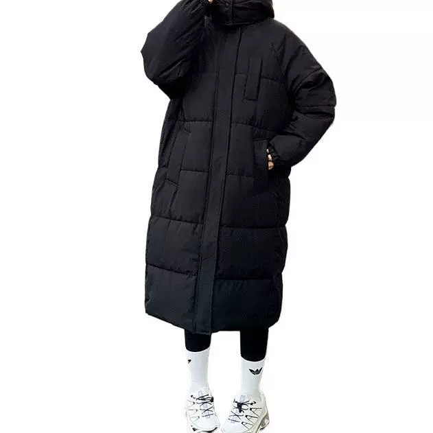 Зимний длинный пуховик с капюшоном, mid-length, оверсайз, повышенная толщина, корейский стиль
