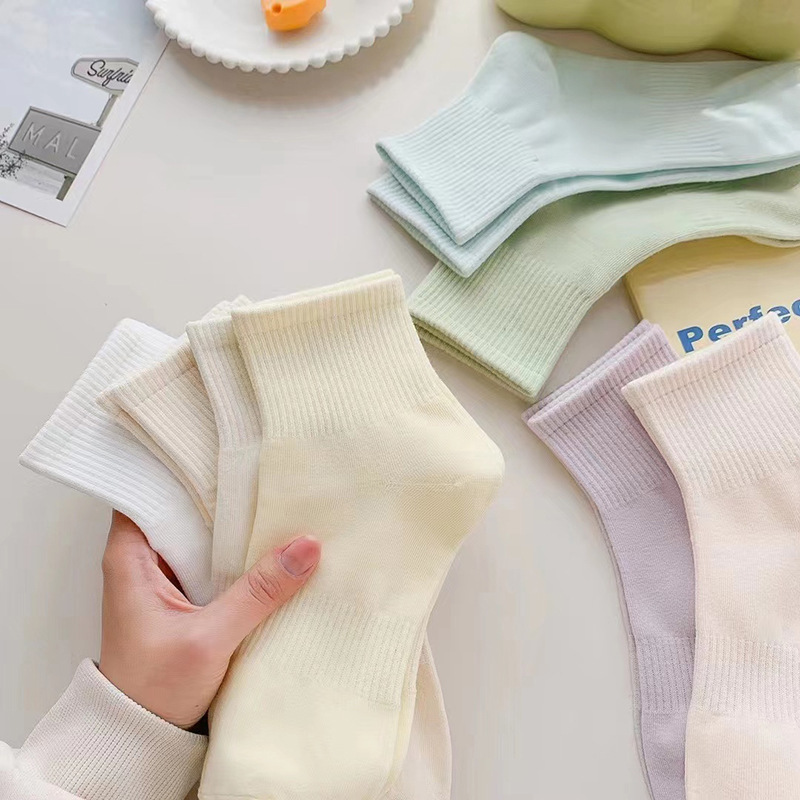 New White Socks Women's Summer Thin Solid Color Cotton Socks ins Trendy Internet Popular Summer Short-Barreled Moon Socks