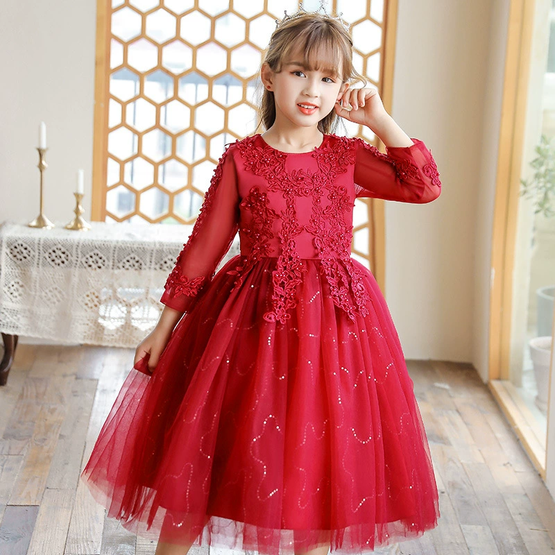 Carlisa Carisa Girls Dress Dress Net Sleeve Performance Performance Host Princess Skirt Cross -border