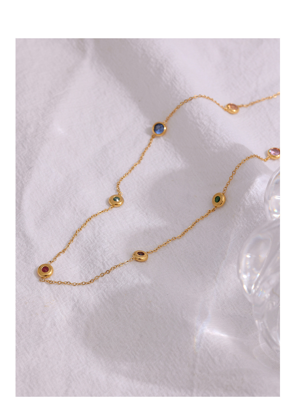 Fashion Round Titanium Steel Inlay Artificial Gemstones Bracelets Earrings Necklace