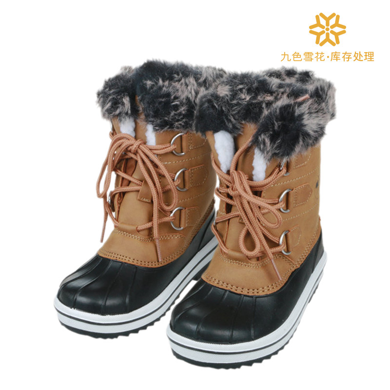 Procesamiento de pedidos de cola de comercio exterior Botas de nieve de invierno Suela plana antideslizante más terciopelo para mantener el calor en días de lluvia fría