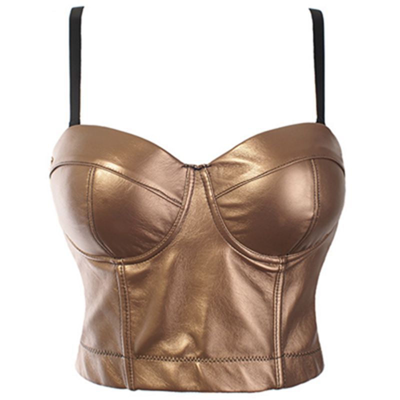 Venta caliente de cuero camisola de las mujeres de color sólido verano estiramiento chaleco versátil sexy estilo coreano corsé europeo y americano envuelto pecho chaleco