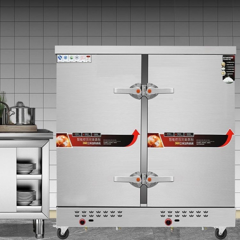 Cabina de vapor de arroz comercial automático coche de vapor de gas grande y pequeño vapor eléctrico de vapor de arroz pan al vapor