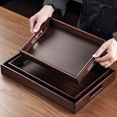 胡桃色盤は手をつかんで食事をします。日本式の竹の木製のトレーです。