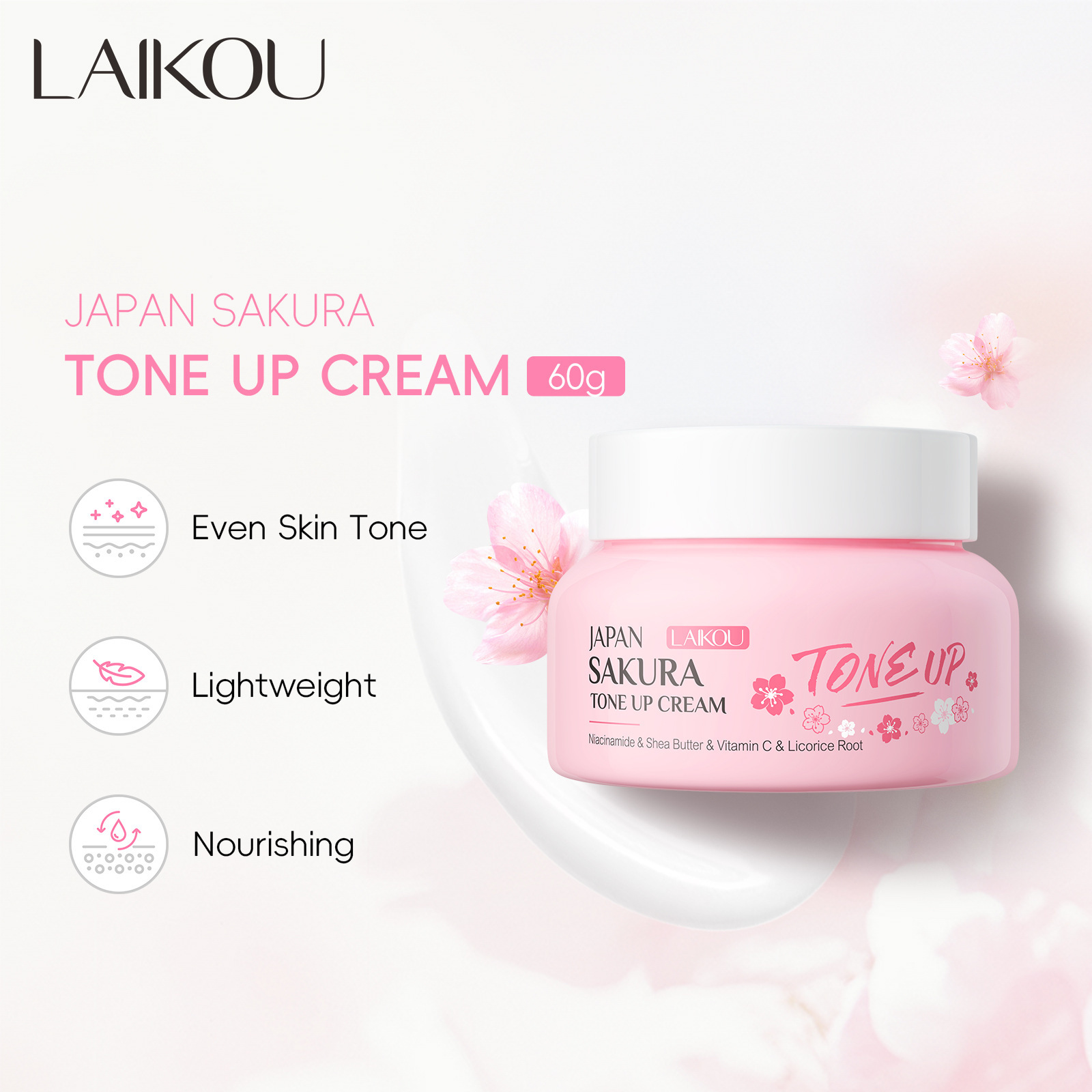 Crema Facial de Flor de Cerezo 60g Hidratante, Humectante para Cuidado Facial