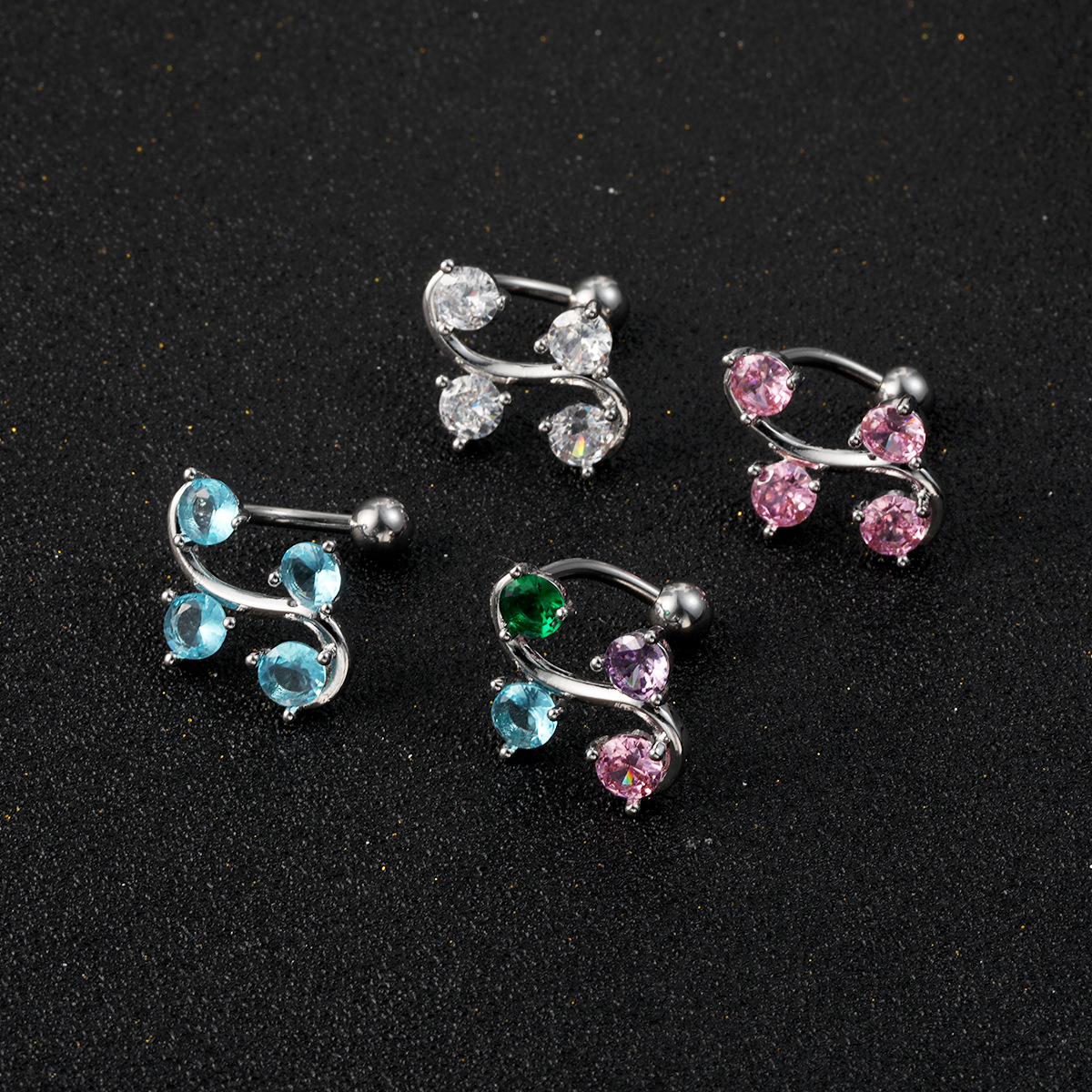 In-stock Body Piercing Ring With Tree Branch Sparkling Diamonds, Fashionable And Unique Niche Design, Stylish Navel Stud_voghion.com