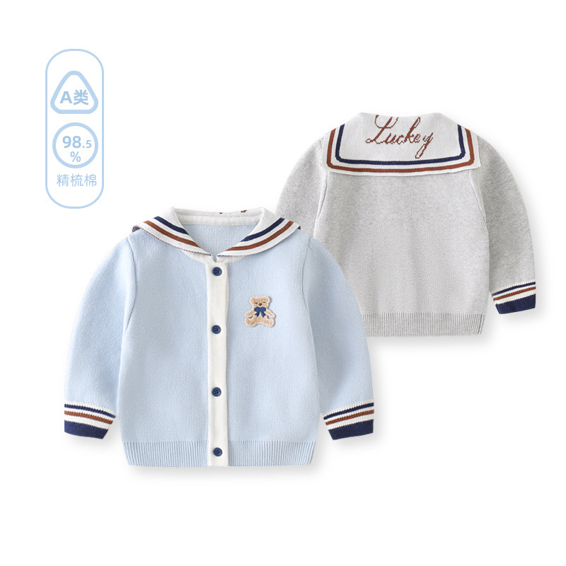 Children's Clothing Boys' Knitwear 2026 Autumn Fashion Stylish Tops for Kids Girls' Academy Style Embroidered Single-Piece Tops