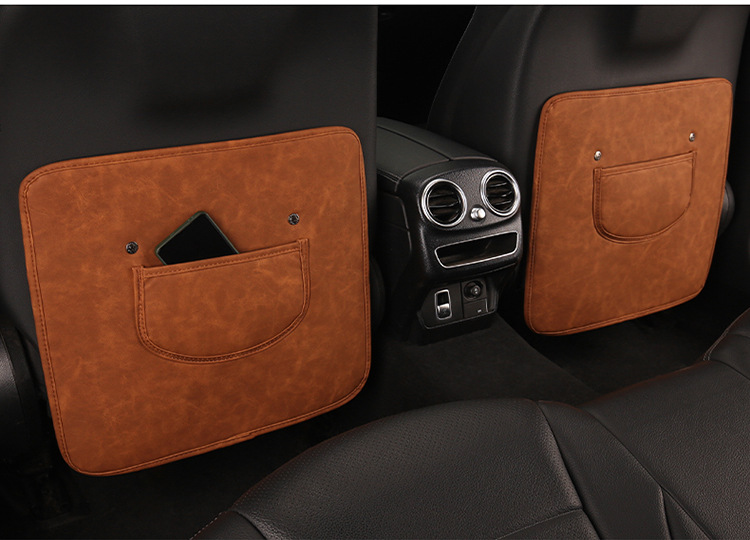 Car Kidsren's Seat Back Anti-Kick Pad Business Classic Rear Seat Anti-Kick and Anti-Scratch Pad Leather Stain-Resistant Seat Back Pad