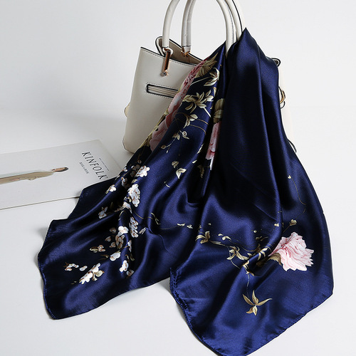 90 Large Silk Scarves for Women Spring and Autumn Korean Decor Air Hostess Satin Neckties New Scarves Mother's Day Gift