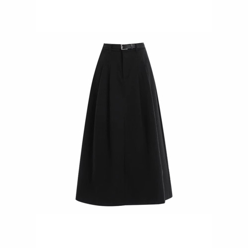 Women's Autumn/Winter Grey Wool Blazer Skirt Large Size Fat Mm High-Waisted Hip-Hiding Slimming A-Line Medium-Length Pleated Umbrella Skirt