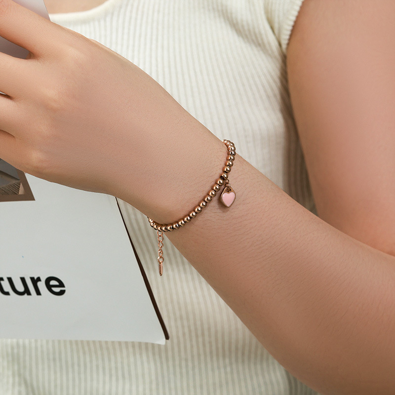 Esmalte de la joyería Xuking colorido corazón redondo pulsera de cuentas diseño de nicho femenino de alta calidad con cuentas de joyería de moda