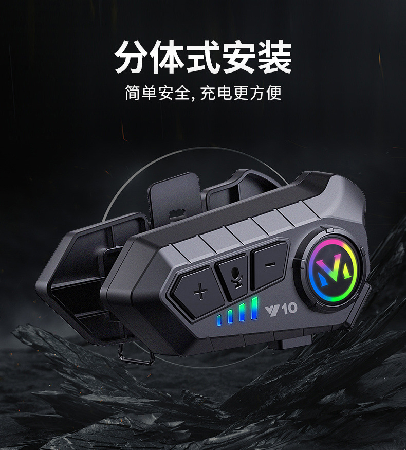 Popular Y10 Y10-2X Helmet Bluetooth Intercom Headset Long Battery Life Full-Face Motorcycle Riding Wireless Headset in Stock