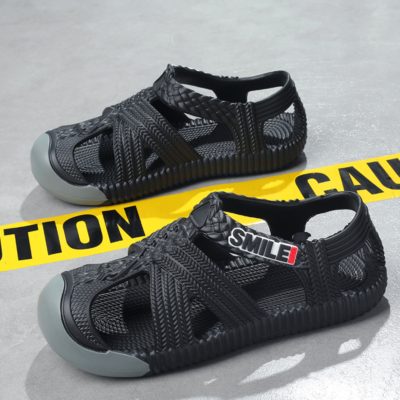 2025 sandalias nuevas transfronterizas para hombre, zapatos con agujeros de paja con suela gruesa, sandalias antideslizantes para deportes de deriva al aire libre