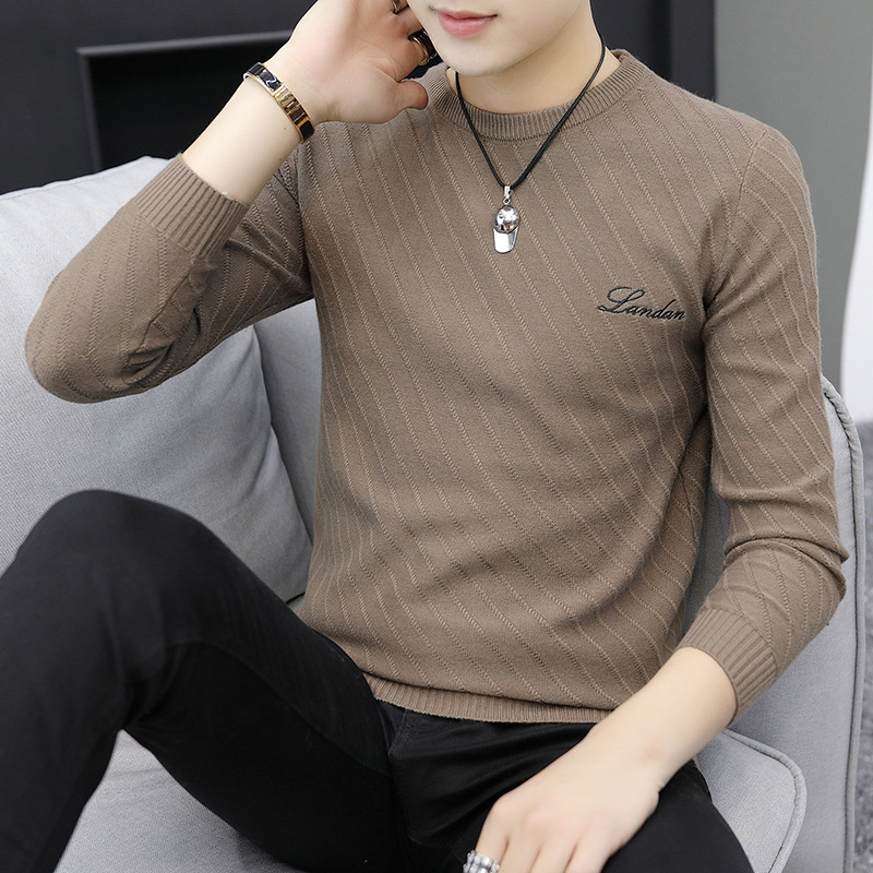 Autumn and Winter Sweater Explosions Long Sleeve Sweater Men's Knitted Base Shirt Fashion Warm Round Neck Sweater
