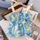French Blue Three-dimensional Rose Petal Camisole Women's Summer 2024 New Sweet Super Fairy Elegant Short Top