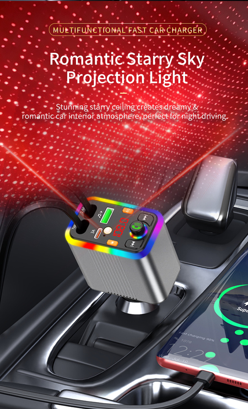 New car Bluetooth MP3 player with aluminum alloy shell, car charger, FM transmitter, hands-free calling, cross-border manufacturer supply