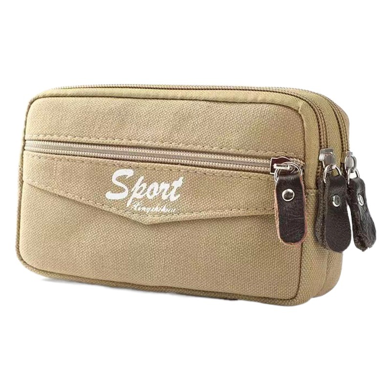 Mobile Phone Bag Men's Multifunctional Mobile Phone Case Horizontal Belt Canvas Waist Bag 6-inch Work Site Hanging Bag for the Elderly