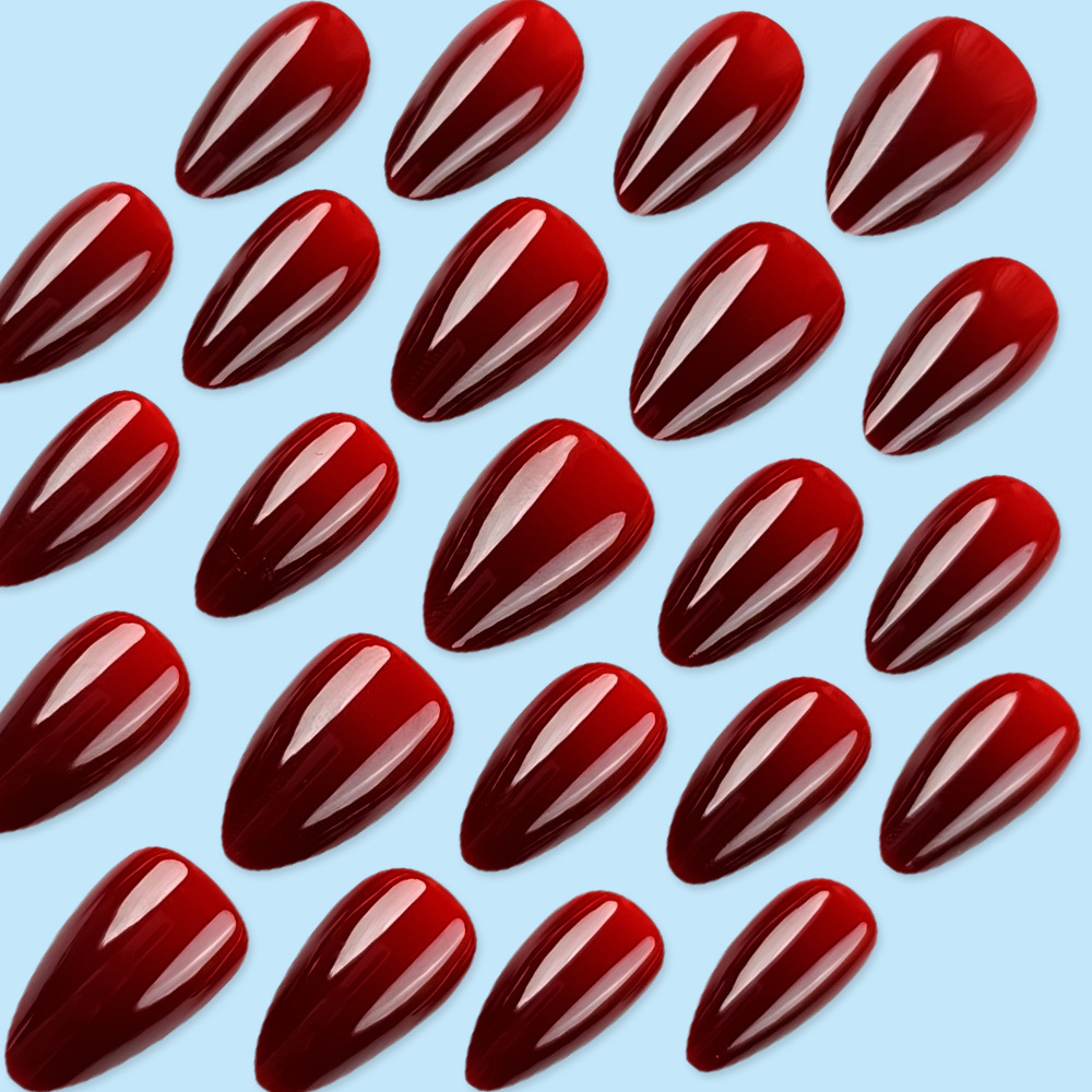 30 piezas de uñas portátiles transfronterizas simples, uñas de color sólido burdeos, uñas, comercio exterior, elegantes parches de uñas