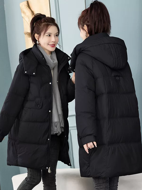 Long winter down jacket with down, mid-length, plus size, increased thickness